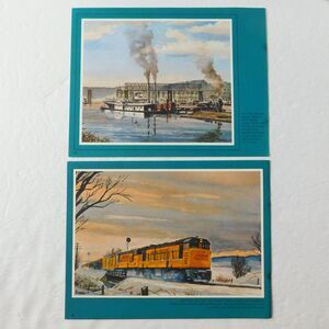 Howard Fogg Train Railroad Bookplate Litho 1969 Union Pacific Print 9.5x7" LOT 2